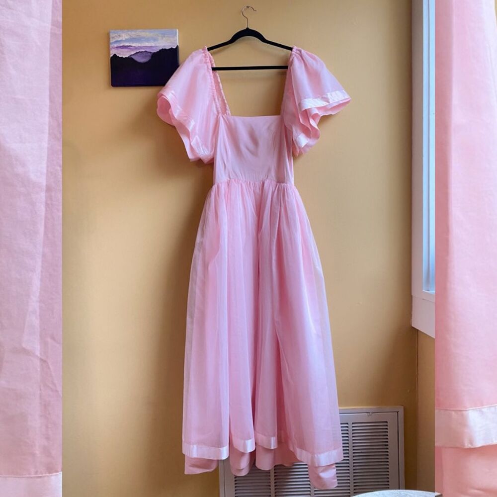 Bridesmaids Dress Vintage 80s Pink Formal Gown